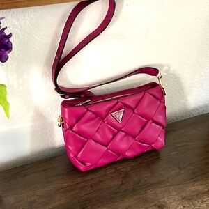 EUC Guess Zaina Quilted Crossbody in Boysenberry